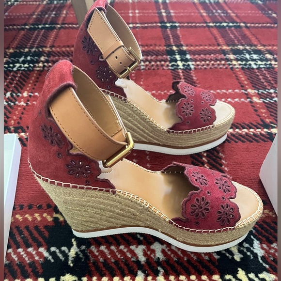 COPY - See by Chloe Glyn Wedge Espadrille sandal in burgundy with box and dust … - Picture 5 of 6